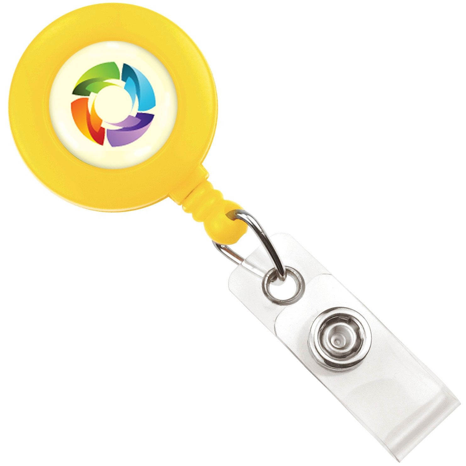 Yellow Badge Reel with Clear Vinyl Strap & Belt Clip