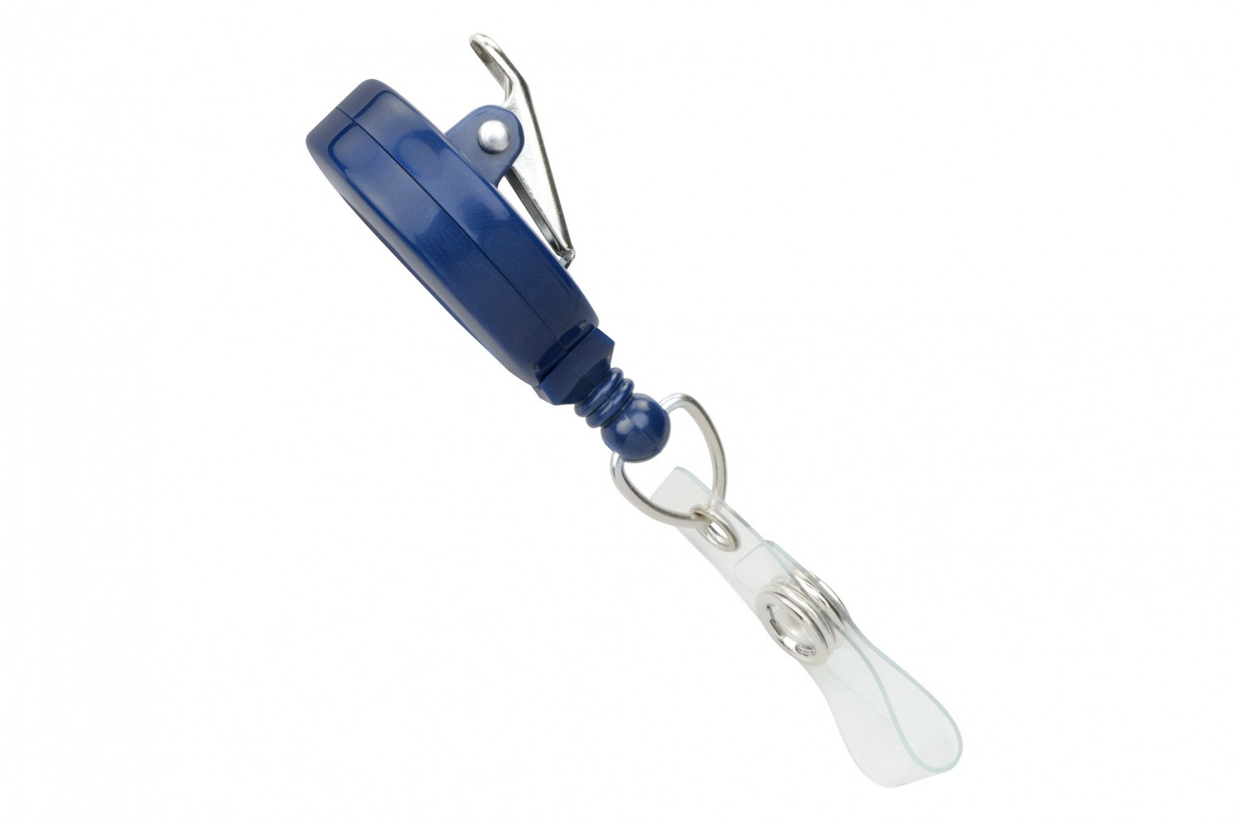 Navy Blue Badge Reel with Clear Vinyl Strap & Swivel Spring Clip