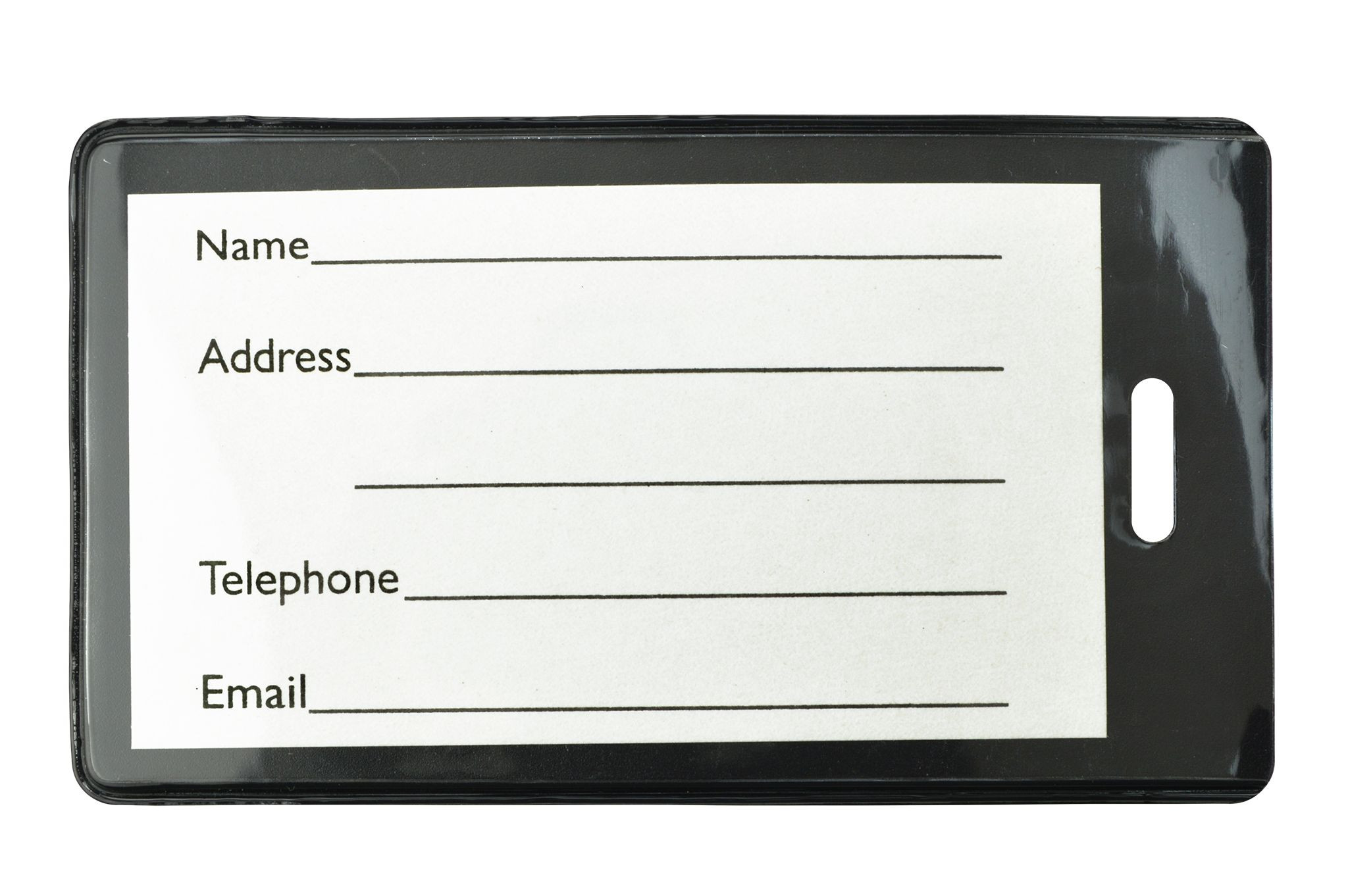 Black Semi-Rigid Vinyl Luggage Tag Holder