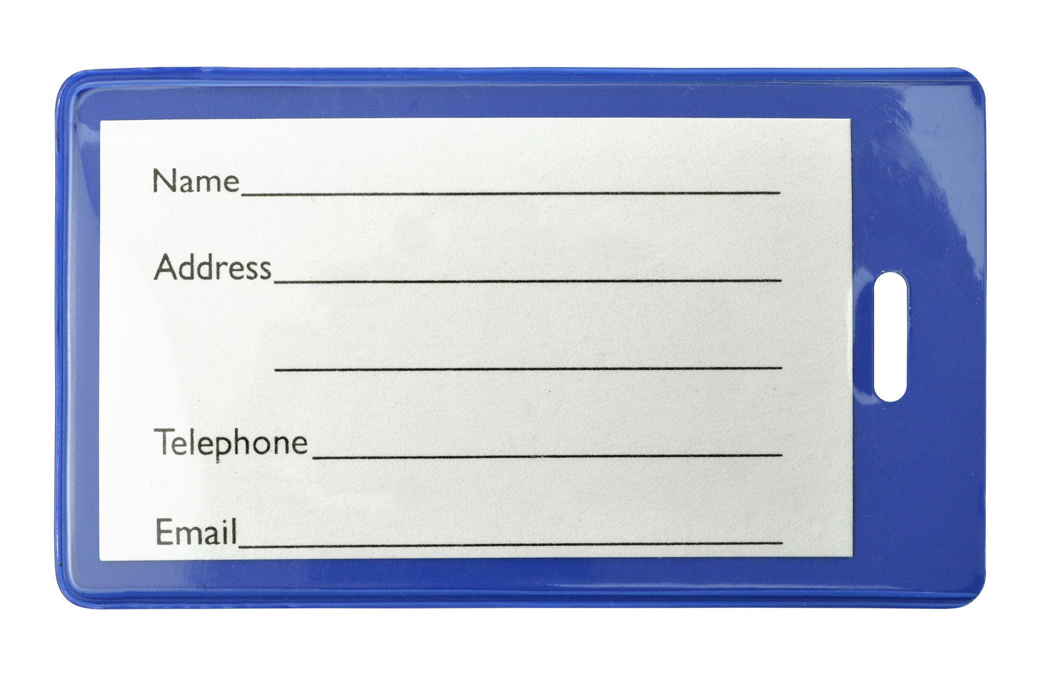 Blue Semi-Rigid Vinyl Luggage Tag Holder