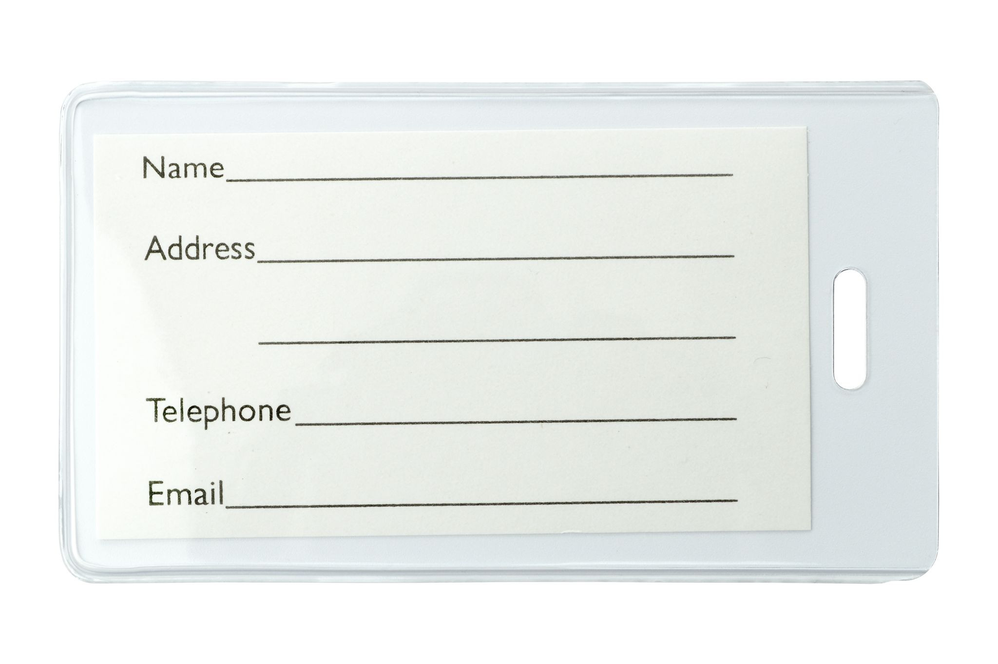 White Semi-Rigid Vinyl Luggage Tag Holder