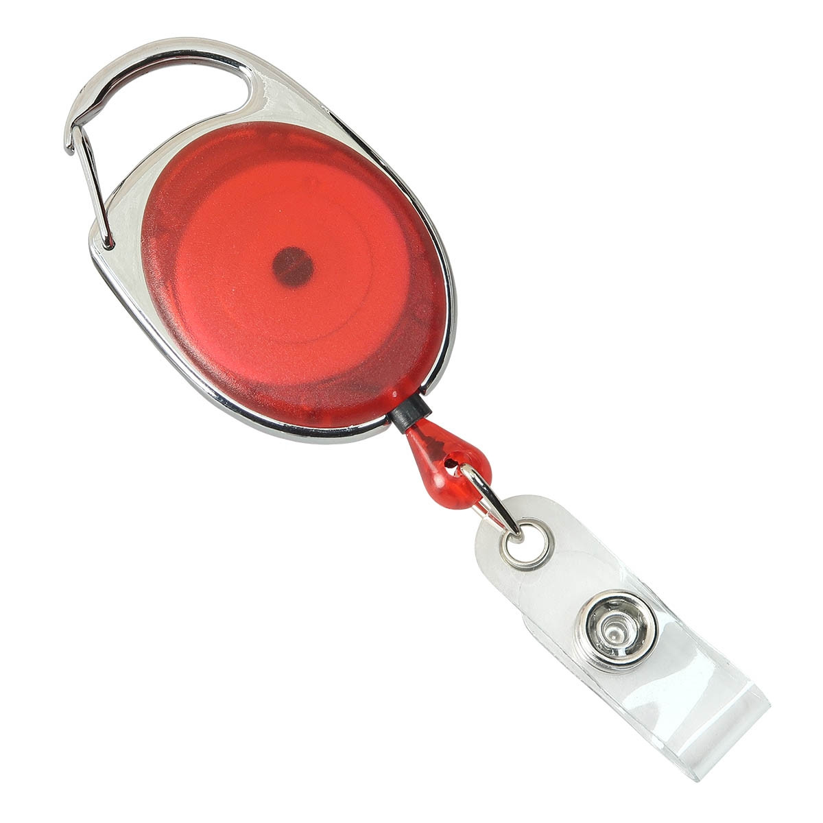 Translucent Red Premier Carabiner Badge Reel with Slide Belt Clip