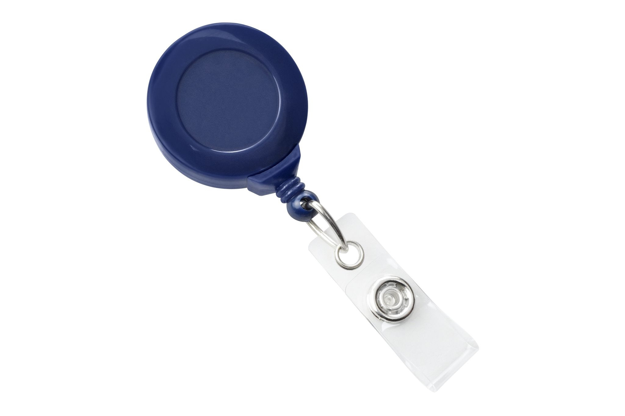 Navy Blue Badge Reel with Clear Vinyl Strap & Swivel Spring Clip
