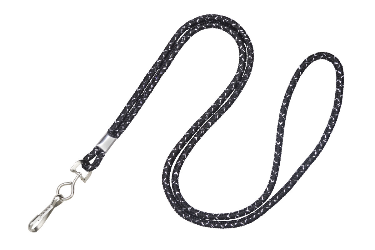 Black Silver Metallic Lanyard 2135-3021
