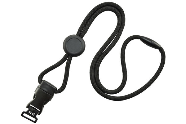 Black 1/4" (6mm) Round Lanyard With Round Slider, New DTACH Pen Holder  2135-4605