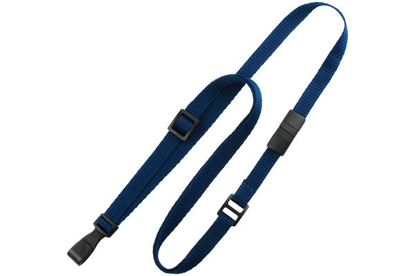 Navy Blue 3/8" (10 mm) Flat Adjustable Breakaway Lanyard W/ Slide Adjuster And "no-twist" Wide Plastic Hook 2137-2033