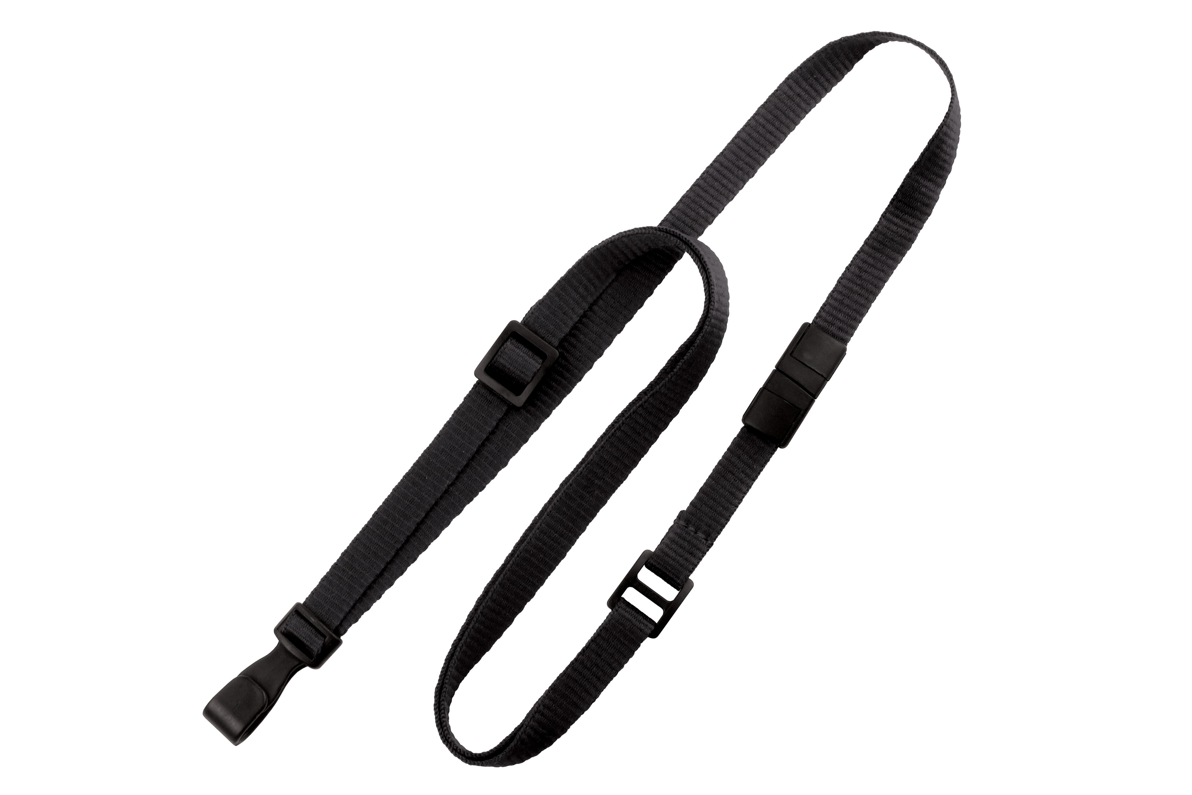 Black 3/8" (10 mm) Lanyard with "No-Twist" Wide Plastic Hook & Safety Breakaway