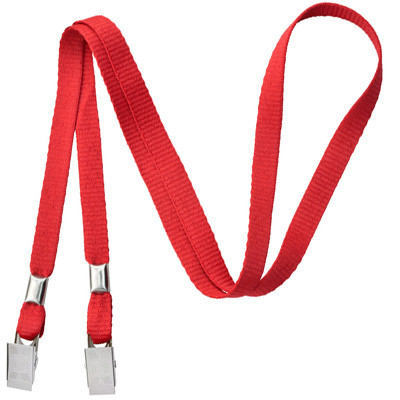 Red 3/8" Open Ended Lanyard with two Bulldog Clips 2140-5306