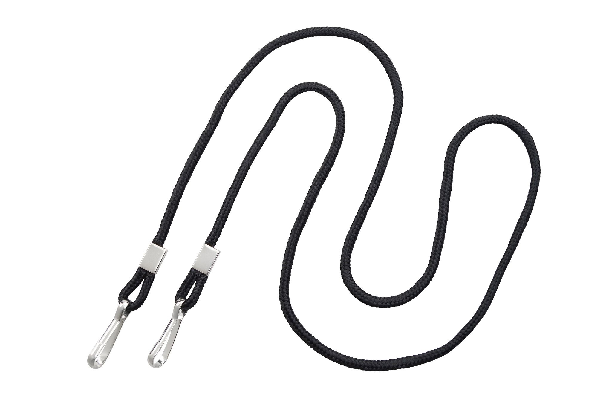 Black Open Ended Lanyard with Two Swivel Hooks