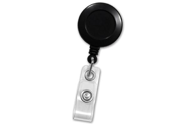 White Badge Reel with Clear Vinyl Strap & Belt Clip