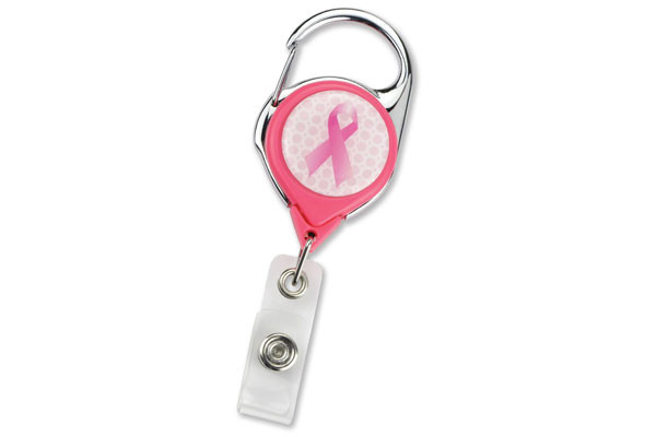 Pink Awareness Carabiner Badge Reel