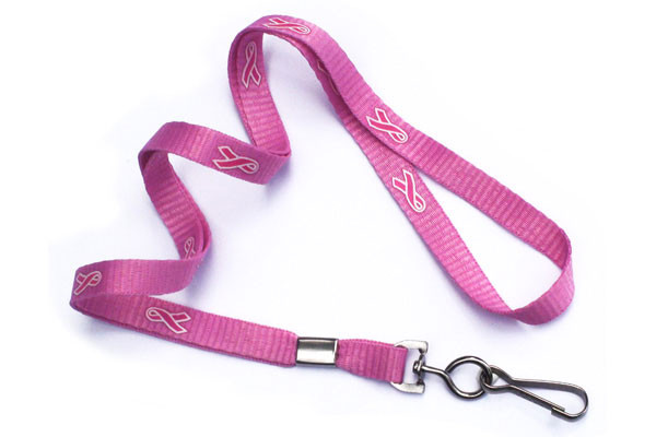 Pink 3/8" Breast Cancer Awareness Lanyards AWR-34S-PNK