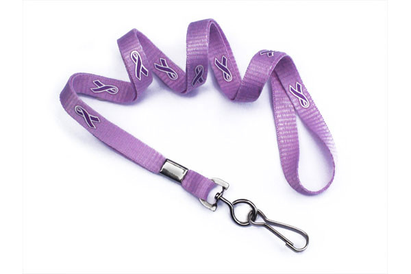 Purple 3/8" Breast Cancer Awareness Lanyards AWR-34S-PURP