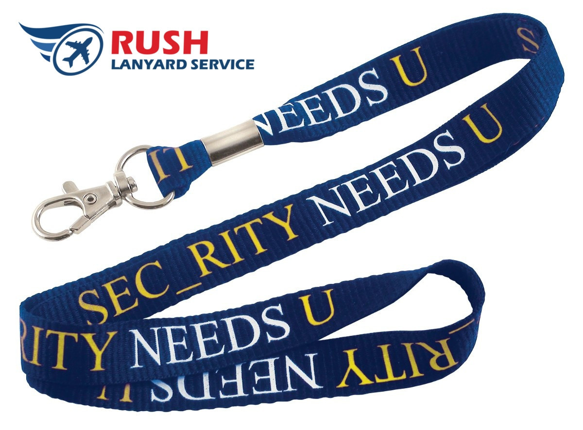 PH10-58-EX Custom Silk Screen Custom Flat Ribbed Polyester Lanyard (5/8", Rush Lanyard Service)
