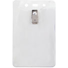 Clear Vinyl Vertical Badge Holder with Clip and Slot and Chain Holes, 3" x 4"- 1815-1455