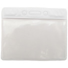 Clear Vinyl Horizontal Badge Holder with White Color Bar, 3.75" x 2.63"