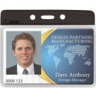 Clear Vinyl Horizontal Badge Holder with Clear Color Bar, 3.85" x 2.68"