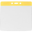 Clear Vinyl Horizontal Badge Holder with Yellow Color Bar, 4.38" x 3.63"