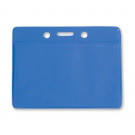 Clear Vinyl Horizontal Badge Holder with Blue Color Back, 3.5" x 2.13"