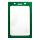 Clear Vinyl Vertical Badge Holder with Green Color Frame, 2.25" x 3.44"