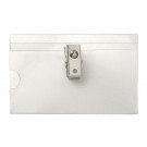 Clear Rigid Vinyl Horizontal Name Tag Holder with 2-Hole Clip, 3.5" x 2"