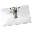 Clear Rigid Vinyl Horizontal Name Tag Holder with Pin/Clip Combo, 4" x 2.5"