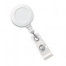 White Badge Reel with Clear Vinyl Strap & Belt Clip