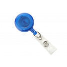 Translucent Royal Blue Badge Reel with Clear Vinyl Strap & Belt Clip