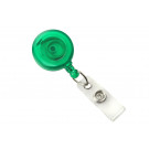 Translucent Green Round Badge Reel With Strap And Slide Clip