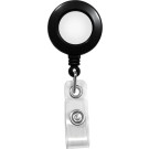 Black Badge Reel with White Sticker, Clear Vinyl Strap & Spring Clip