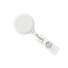 White Badge Reel with Clear Vinyl Strap & Swivel Spring Clip