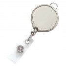 Chrome Metallic Badge Reel with Clear Vinyl Strap & Belt Clip