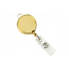 Gold Metallic Badge Reel with Clear Vinyl Strap & Belt Clip