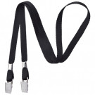 Black 3/8" Open Ended Lanyard with two Bulldog Clips 2140-5301