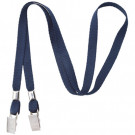 Navy Blue 3/8" Open Ended Lanyard with two Bulldog Clips 2140-5303
