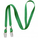 Green 3/8" Open Ended Lanyard with two Bulldog Clips 2140-5304