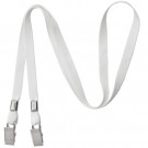 White 3/8" Open Ended Lanyard with two Bulldog Clips 2140-5308