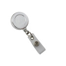 Chrome (Plastic) Badge Reel with Clear Vinyl Strap & Belt Clip