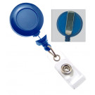 Navy Blue No-Twist Badge Reel with Clear Vinyl Strap & Belt Clip
