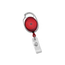 Translucent Red Carabiner Badge Reel with Clear Vinyl Strap