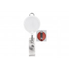 White Badge Reel with Clear Vinyl Strap & Belt Clip