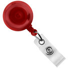Translucent Red Round Badge Reel With Strap And Slide Clip