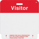 1-day single-piece slotted expiring badge (handwritten) with printed red "VISITOR" bar