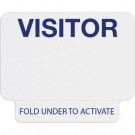 1-day single-piece adhesive One-Step® badge with printed "VISITOR" (handwritten)