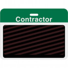 Large slotted expiring badge back with printed green "CONTRACTOR" bar