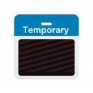 Slotted expiring badge back with printed process blue "TEMPORARY" bar