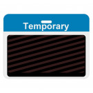 Large slotted expiring badge back with printed process blue "TEMPORARY" bar