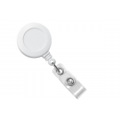 White Badge Reel with Clear Vinyl Strap & Swivel Spring Clip