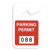 Red plastic non-expiring parking permit (001-100)