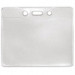 Clear Vinyl Horizontal Badge Holder with Slot and Chain Holes, 4" x 2.85"